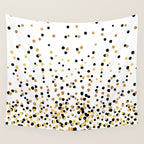 Floating Dots - Black and Gold on White Wall Tapestry Gallery Image 4