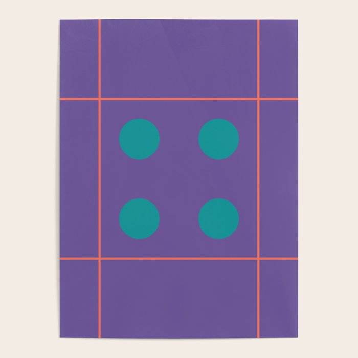 Retro Geometric Circle Grid Poster Gallery Image 1