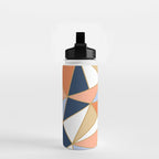 Festive, Geometric Art, Orange, Navy, Blue, Gold, Abstract Art Water Bottle Gallery Image 2