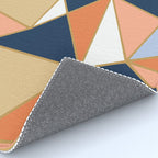 Festive, Geometric Art, Orange, Navy, Blue, Gold, Abstract Art Rug Gallery Image 4