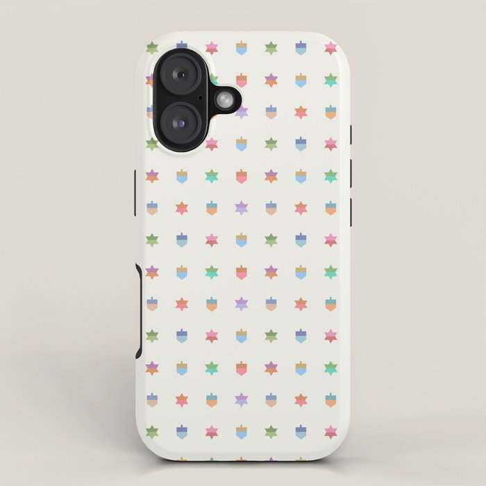 Happy Hanukkah | Dreidels & Star Pattern iPhone Case Gallery Image 1