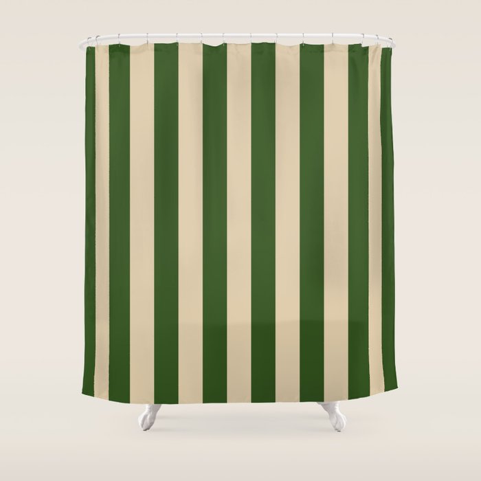 Sawdust and Pine Striped Harmony Shower Curtain Gallery Image 1