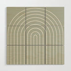 Minimal Arch LIV Pastel Sage Green Modern Geometric Lines Wood Wall Art Gallery Image 1