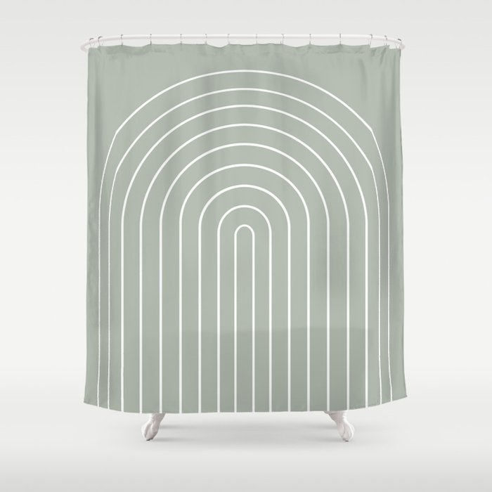 Minimal Arch LIV Pastel Sage Green Modern Geometric Lines Shower Curtain Gallery Image 1