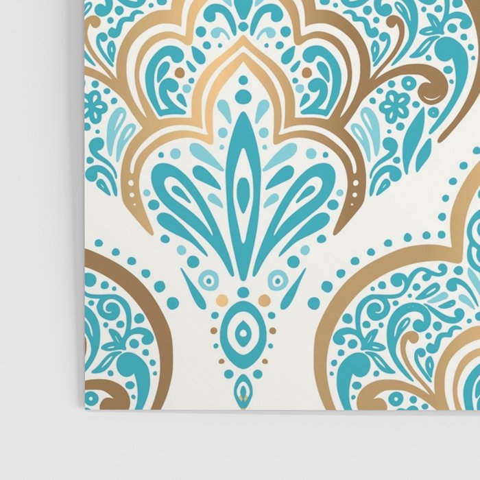 Turquoise Golden Moroccan Baroque Pattern II Poster Gallery Image 3