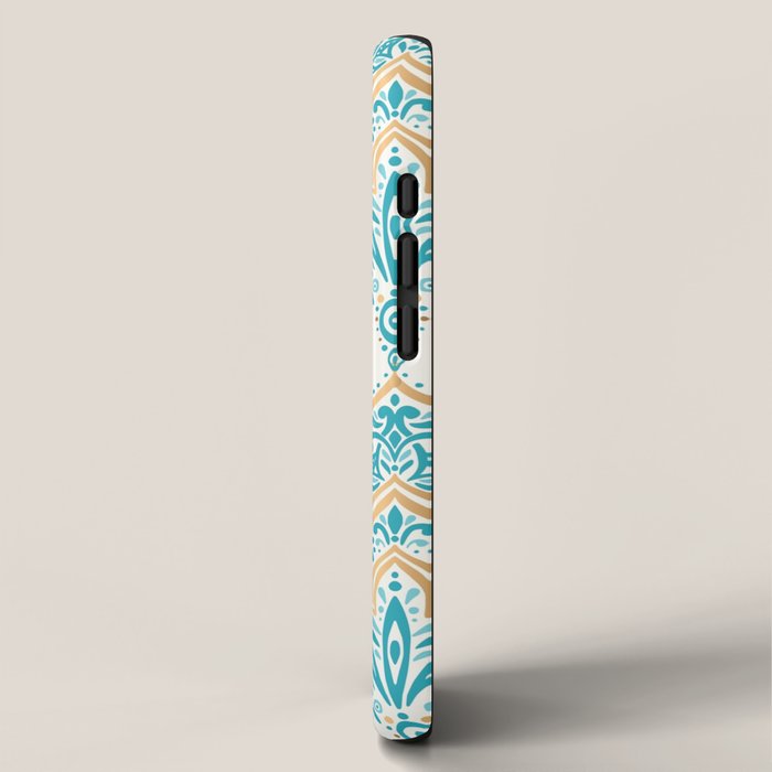 Turquoise Golden Moroccan Baroque Pattern II iPhone Case Gallery Image 2