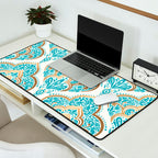 Turquoise Golden Moroccan Baroque Pattern II Desk Mat Gallery Image 2