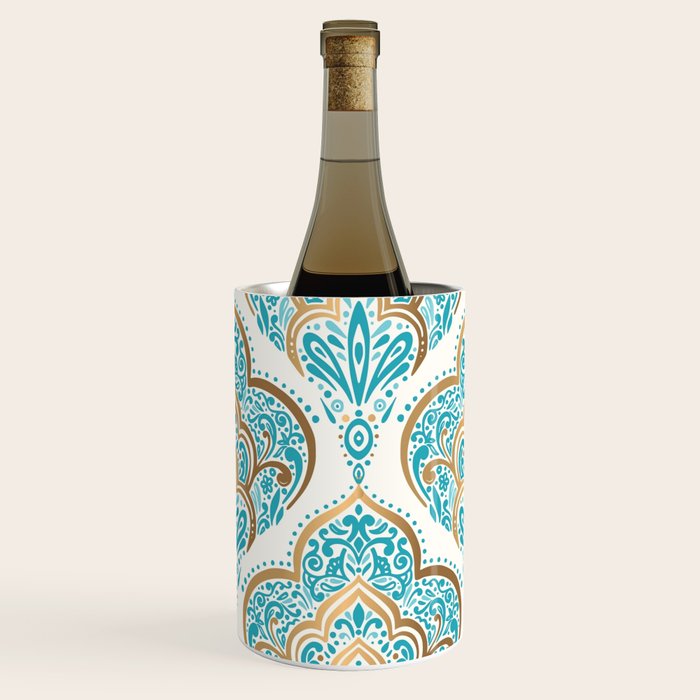Turquoise Golden Moroccan Baroque Pattern II Wine Chiller Gallery Image 2