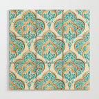 Turquoise Golden Moroccan Baroque Pattern II Wood Wall Art Gallery Image 1