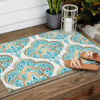 Turquoise Golden Moroccan Baroque Pattern II Outdoor Rug Gallery Image 2