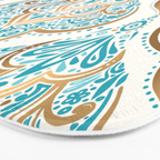 Turquoise Golden Moroccan Baroque Pattern II Bath Mat Gallery Image 3