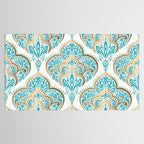 Turquoise Golden Moroccan Baroque Pattern II Tablecloth Gallery Image 2