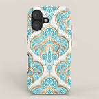 Turquoise Golden Moroccan Baroque Pattern II iPhone Case Gallery Image 1