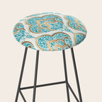 Turquoise Golden Moroccan Baroque Pattern II Stool Gallery Image 2