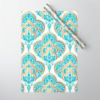 Turquoise Golden Moroccan Baroque Pattern II Wrapping Paper Gallery Image 1