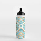 Turquoise Golden Moroccan Baroque Pattern II Water Bottle Gallery Image 2