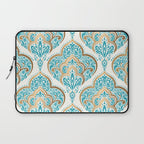 Turquoise Golden Moroccan Baroque Pattern II Laptop Sleeve Gallery Image 1