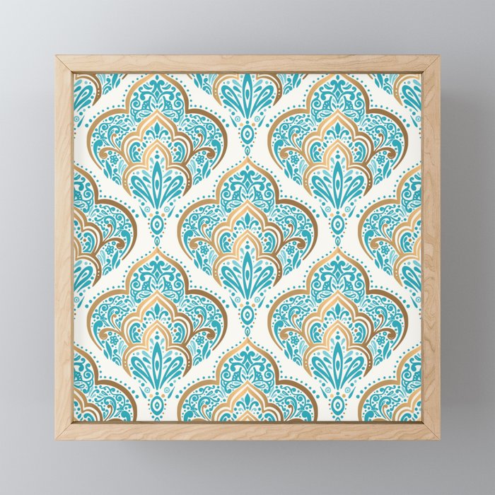 Turquoise Golden Moroccan Baroque Pattern II Mini Art Print Gallery Image 1