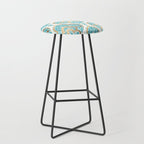 Turquoise Golden Moroccan Baroque Pattern II Stool Gallery Image 1