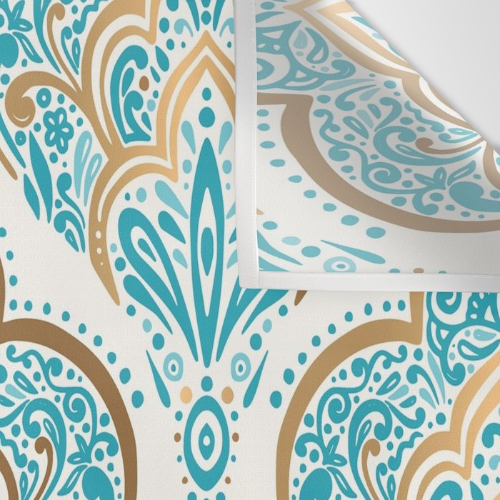 Turquoise Golden Moroccan Baroque Pattern II Wall Tapestry Gallery Image 3