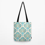 Turquoise Golden Moroccan Baroque Pattern II Tote Bag Gallery Image 2