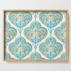 Turquoise Golden Moroccan Baroque Pattern II Serving Tray Gallery Image 1