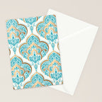 Turquoise Golden Moroccan Baroque Pattern II Stationery Card Gallery Image 2