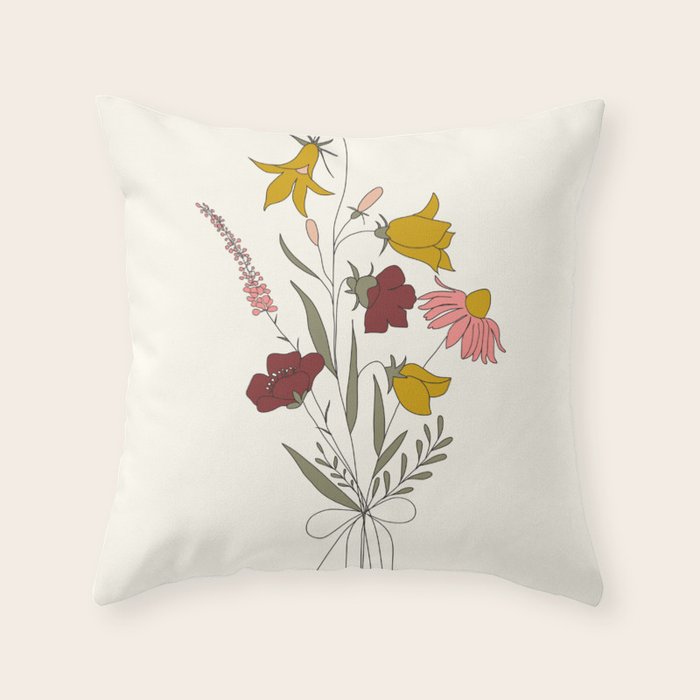 Wildflowers Bouquet Throw Pillow Gallery Image 1