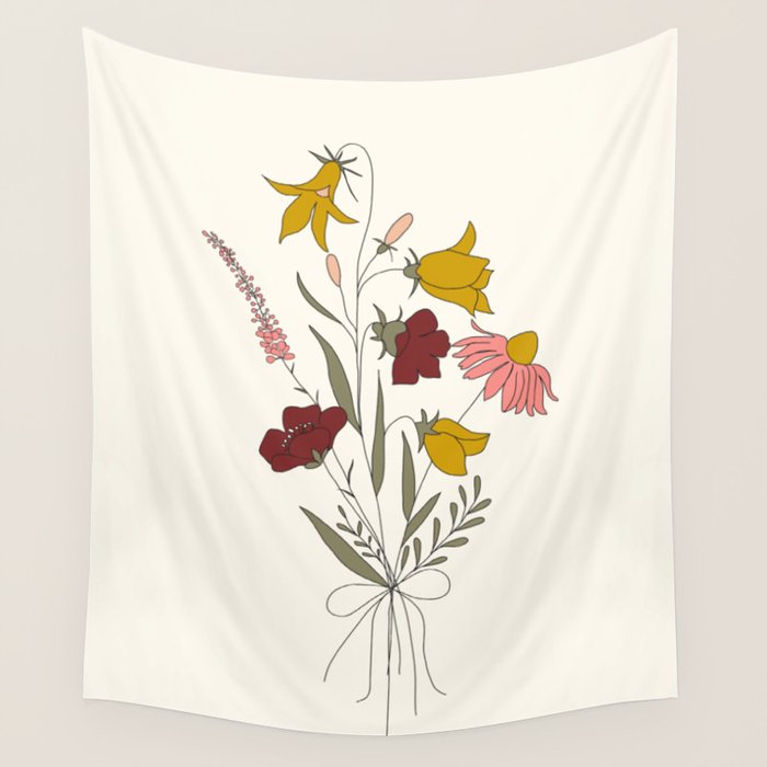 Wildflowers Bouquet Wall Tapestry Gallery Image 4