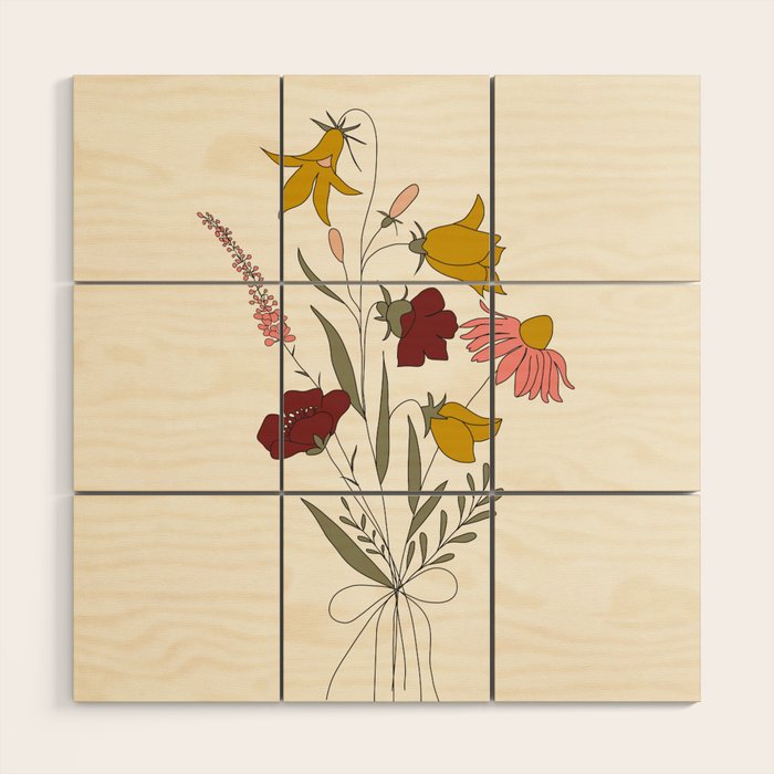 Wildflowers Bouquet Wood Wall Art Gallery Image 1