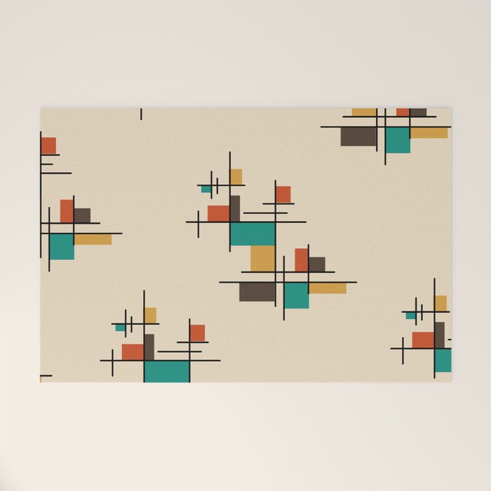 Mid Century Modern Geometric Colorful Welcome Mat