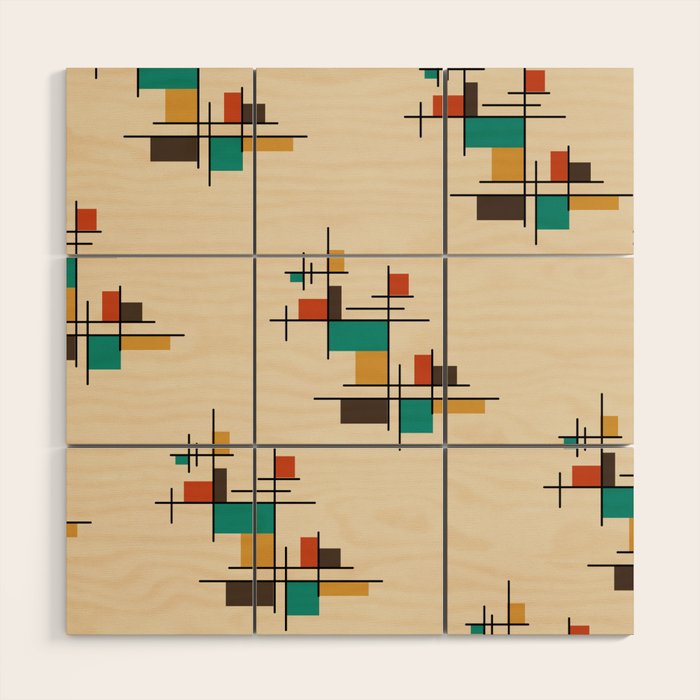Mid Century Modern Geometric Colorful Wood Wall Art Gallery Image 1