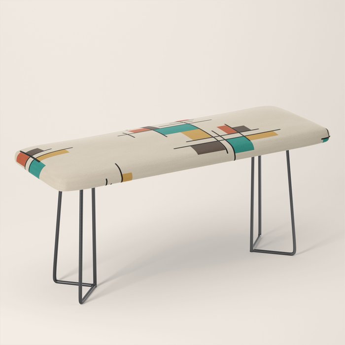 Mid Century Modern Geometric Colorful Bench Gallery Image 1