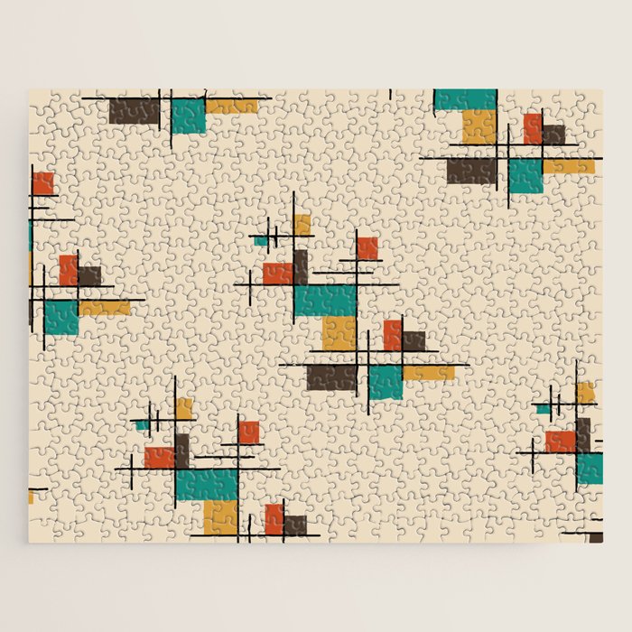 Mid Century Modern Geometric Colorful Jigsaw Puzzle Gallery Image 1