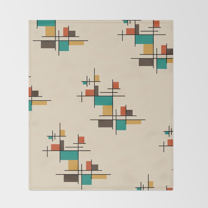 Mid Century Modern Geometric Colorful Throw Blanket Gallery Image 2