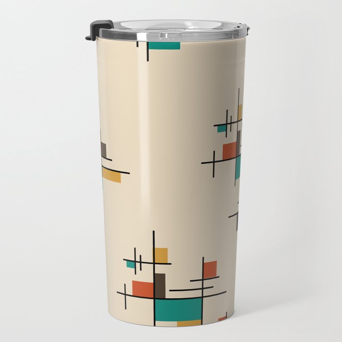 Mid Century Modern Geometric Colorful Travel Mug Gallery Image 3