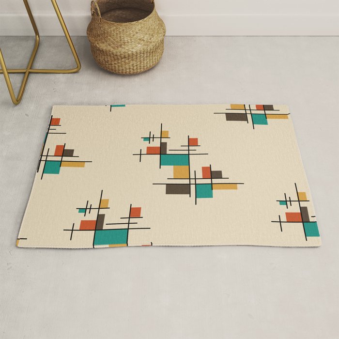 Mid Century Modern Geometric Colorful Rug Gallery Image 1