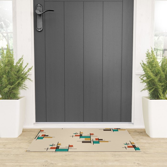 Mid Century Modern Geometric Colorful Welcome Mat Gallery Image 3