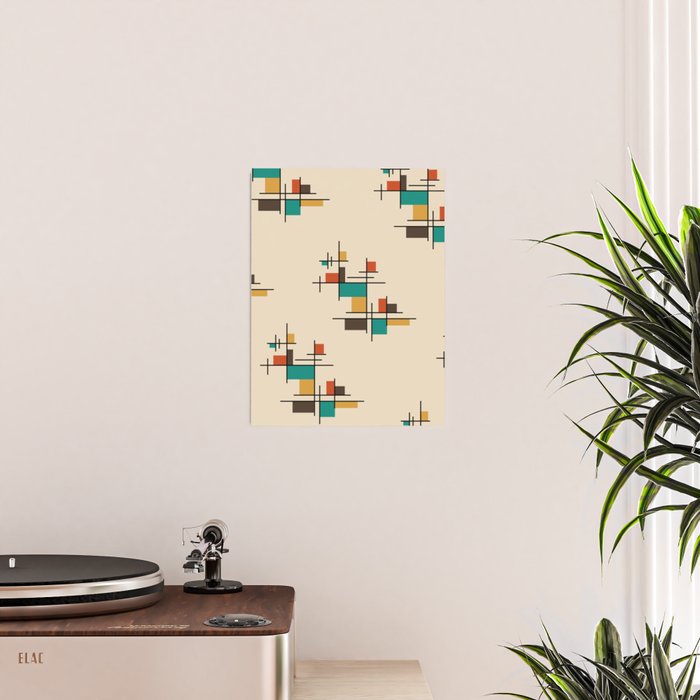 Mid Century Modern Geometric Colorful Poster Gallery Image 2