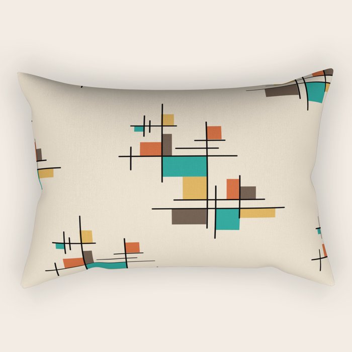 Mid Century Modern Geometric Colorful Rectangular Pillow Gallery Image 1
