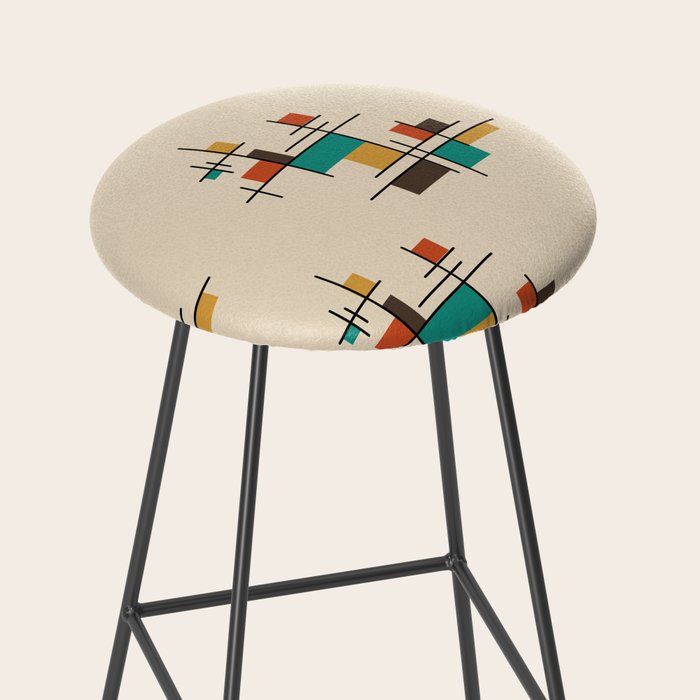 Mid Century Modern Geometric Colorful Stool Gallery Image 2
