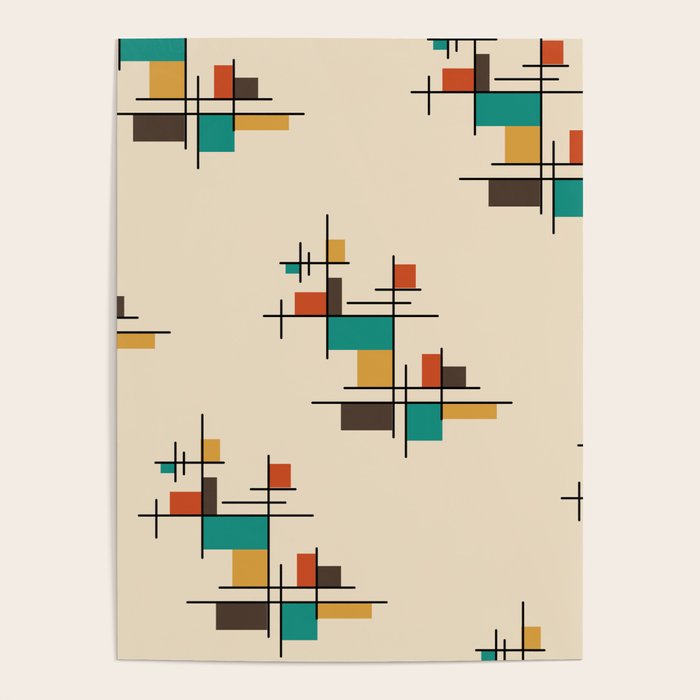 Mid Century Modern Geometric Colorful Poster Gallery Image 4