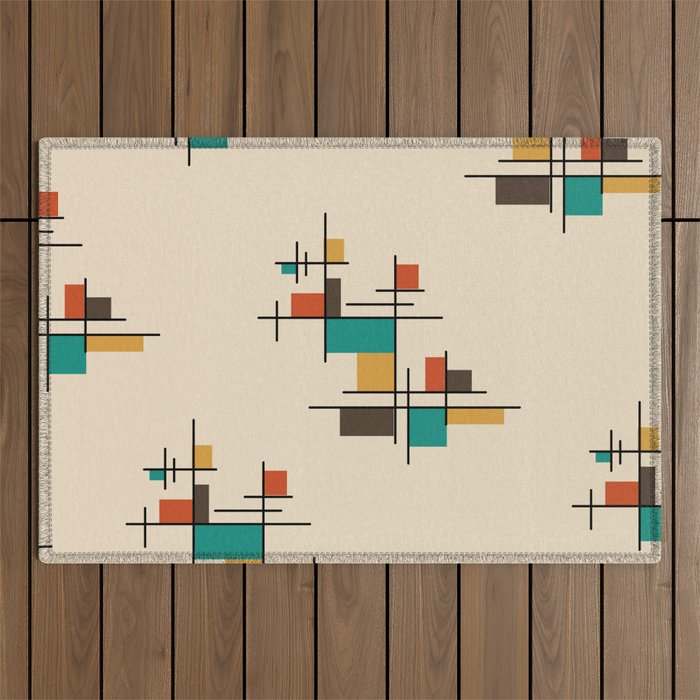 Mid Century Modern Geometric Colorful Outdoor Rug Gallery Image 1