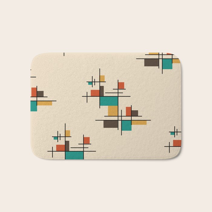 Mid Century Modern Geometric Colorful Bath Mat Gallery Image 1