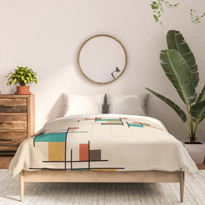 Mid Century Modern Geometric Colorful Comforter Gallery Image 3