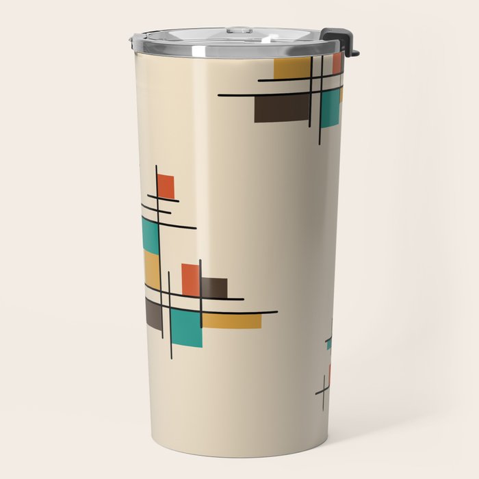 Mid Century Modern Geometric Colorful Travel Mug Gallery Image 2