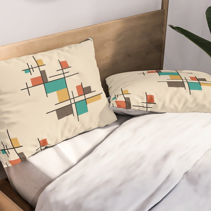 Mid Century Modern Geometric Colorful Pillow Sham Gallery Image 2