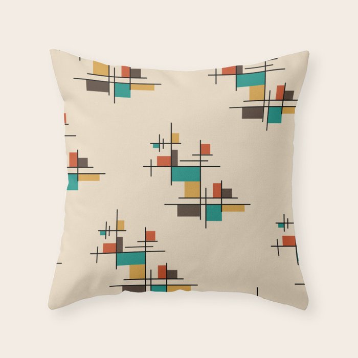 Mid Century Modern Geometric Colorful Throw Pillow Gallery Image 6