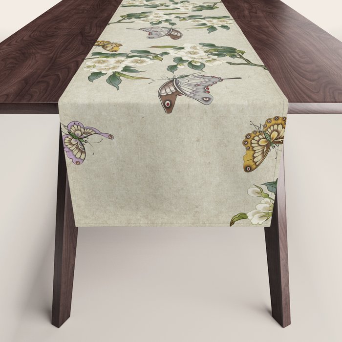 Pear flowers and butterflies type A - Minhwa : Koreafolkpainting Table Runner Gallery Image 1