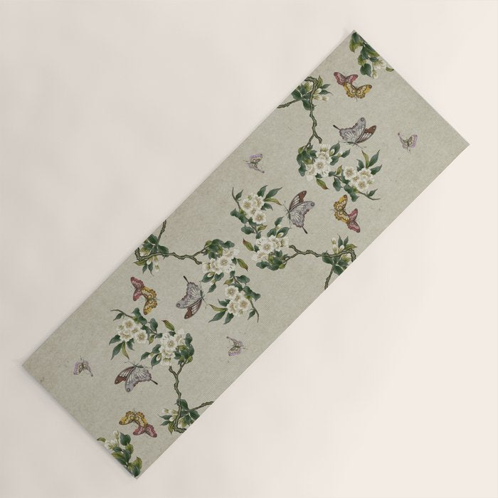 Pear flowers and butterflies type A - Minhwa : Koreafolkpainting Yoga Mat Gallery Image 1